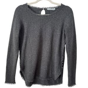In Cashmere Sweater Dark Gray Fringe Cashmere High Low Women’s Size Small